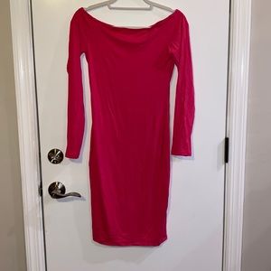 vibrant pink body con dress